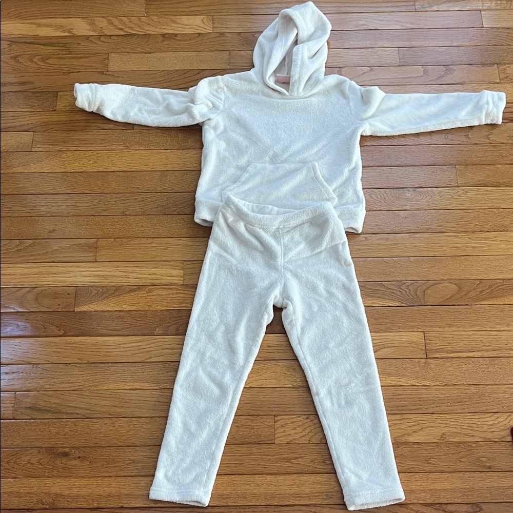 32 Degrees Cozy Plush Cream Hoodie and Pants Set